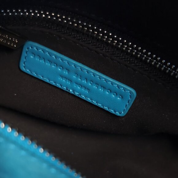 Brandon Blackwood Turquoise Blue Suede Arlen Bag - Picture 8 of 11